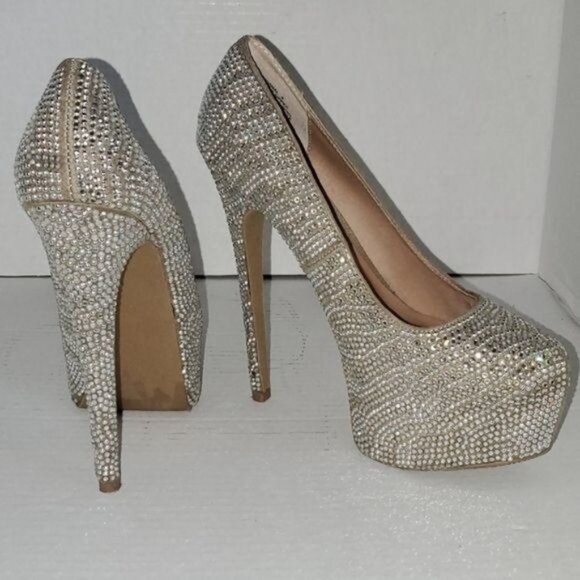 Steve Madden Platform Heels Shoes Rhinestones Stilettos Women's Woman's Size 8 - Picture 13 of 13